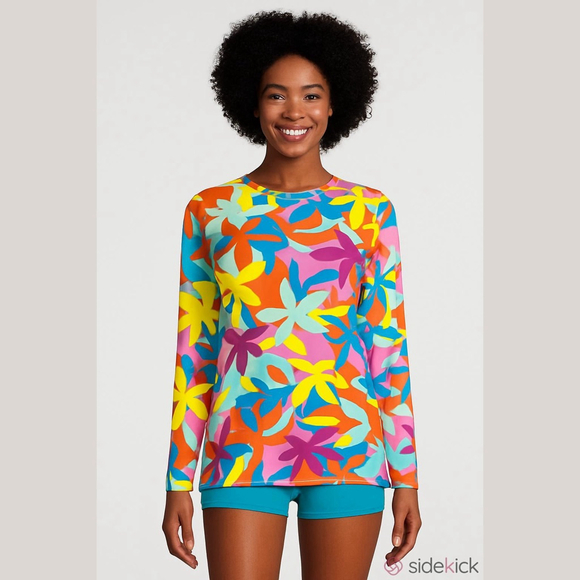 Lands' End Other - Lands’ End Crewneck Rash Guard Swim Tee L | UPF 50 | Floral | NWT